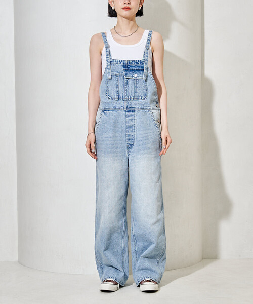 FREAK'S STORE(フリークスストア)の「デニムオーバーオール(サロペット/オーバーオール・レディース・サックスブルー/ダークネイビー・MEDIUM/SMALL)」の11枚目の写真