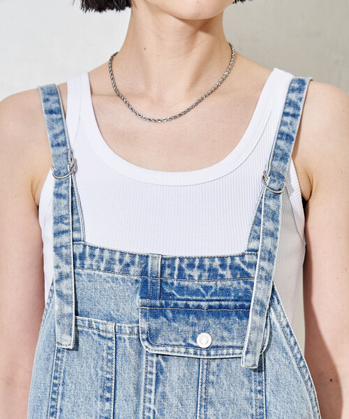 FREAK'S STORE(フリークスストア)の「デニムオーバーオール(サロペット/オーバーオール・レディース・サックスブルー/ダークネイビー・MEDIUM/SMALL)」の7枚目の写真
