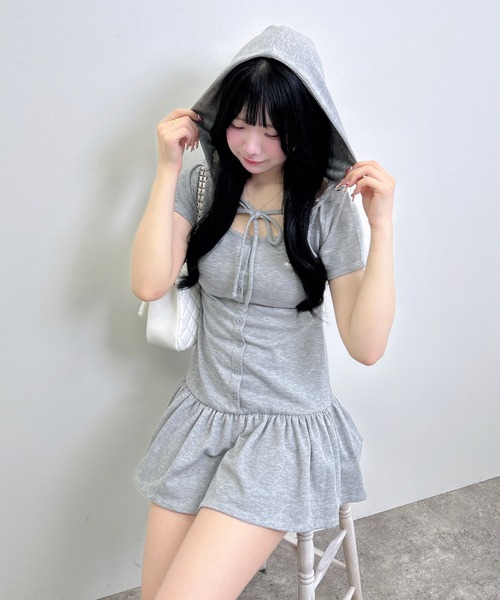 INGNI(イング)の「フード付スウェットフリルミニワンピース(ワンピース・レディース・グレー/ライトピンク/ブラック・M)」の20枚目の写真