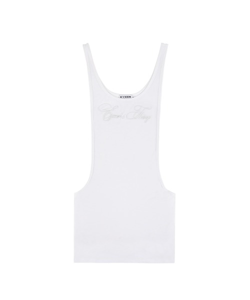 EYEER(イワイイアル)の「SCRIPT LOGO DEEP U-NECK SLEEVELESS(タンクトップ・レディース・ブラック/ホワイト・SMALL)」の3枚目の写真