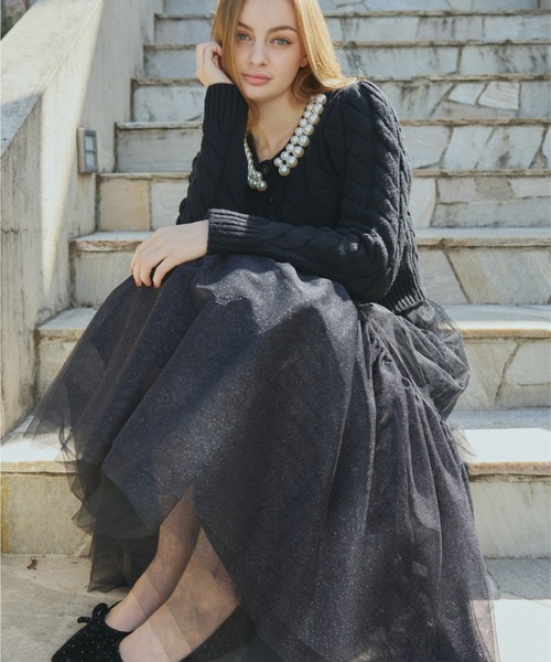 ORGUE(オルグ)の「Volume Tulle Skirt/ボリュームチュールスカート(スカート・レディース・グレー/ブラック/ベージュ・SMALL/MEDIUM)」の4枚目の写真