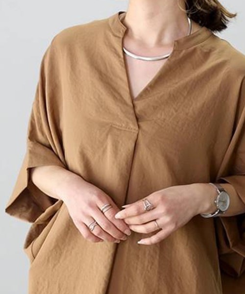 mielu（ミエル）の「スキッパーオーバーサイズブラウス《大人カジュアル》（シャツ/ブラウス・レディース・ブラック/カーキ/ブルー/ブラウン/ネイビー/ホワイト・FREE）」の15枚目の写真
