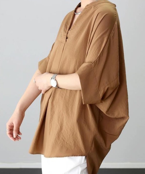 mielu（ミエル）の「スキッパーオーバーサイズブラウス《大人カジュアル》（シャツ/ブラウス・レディース・ブラック/カーキ/ブルー/ブラウン/ネイビー/ホワイト・FREE）」の18枚目の写真