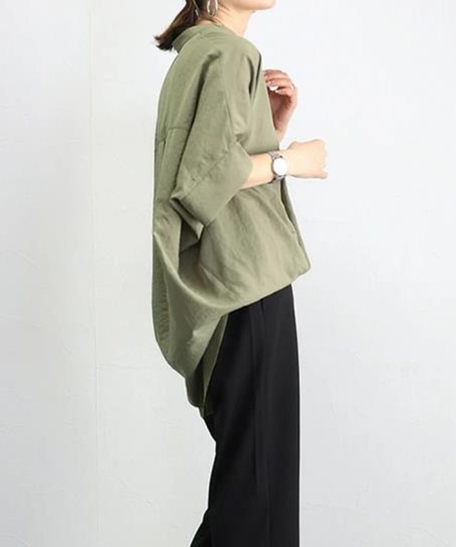 mielu（ミエル）の「スキッパーオーバーサイズブラウス《大人カジュアル》（シャツ/ブラウス・レディース・ブラック/カーキ/ブルー/ブラウン/ネイビー/ホワイト・FREE）」の22枚目の写真