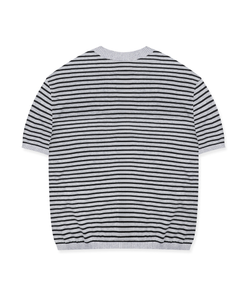 XTONZ（エクストーンズ）の「XTK182 ラウンドストライプクロップカーディガン (GRAY)（Tシャツ/カットソー・レディース・その他・MEDIUM/LARGE）」の6枚目の写真