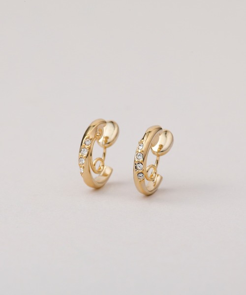 CALIN STANDARD(カリンスタンダード)の「◆金属アレルギー対応◆◆made in japan◆【痛くない】【落ちにくい】【ストレスフリーな着け心地】ストーンライン ミニループフィットイヤリング(イヤリング・レディース・ピンクゴールド/ゴールド/シルバー・FREE)」の1枚目の写真