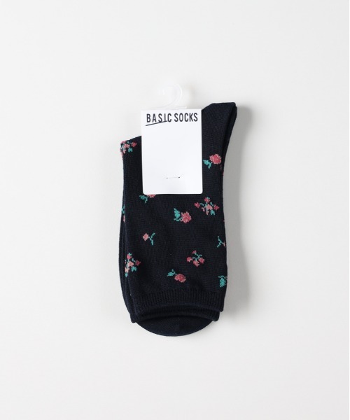 Right-on（ライトオン）の「BASIC SOCKS(ベーシックソックス)小花柄ソックス（ソックス/靴下・レディース・キナリ/ブラック/ネイビー・フリー）」の3枚目の写真