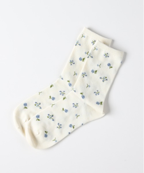 Right-on（ライトオン）の「BASIC SOCKS(ベーシックソックス)小花柄ソックス（ソックス/靴下・レディース・キナリ/ブラック/ネイビー・フリー）」の5枚目の写真