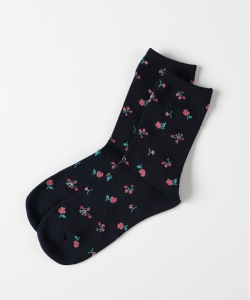 Right-on（ライトオン）の「BASIC SOCKS(ベーシックソックス)小花柄ソックス（ソックス/靴下・レディース・キナリ/ブラック/ネイビー・フリー）」の6枚目の写真