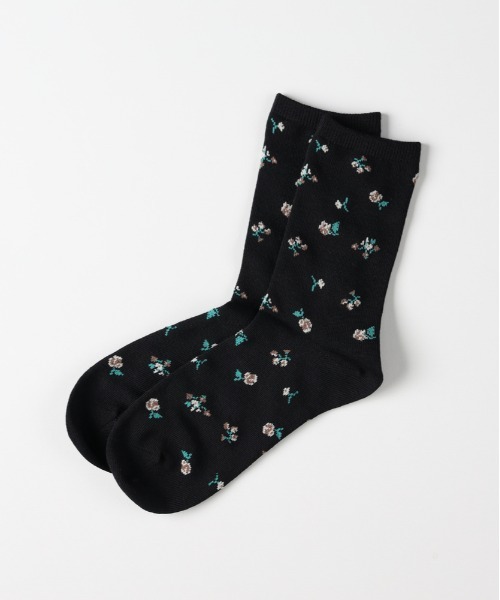 Right-on（ライトオン）の「BASIC SOCKS(ベーシックソックス)小花柄ソックス（ソックス/靴下・レディース・キナリ/ブラック/ネイビー・フリー）」の7枚目の写真