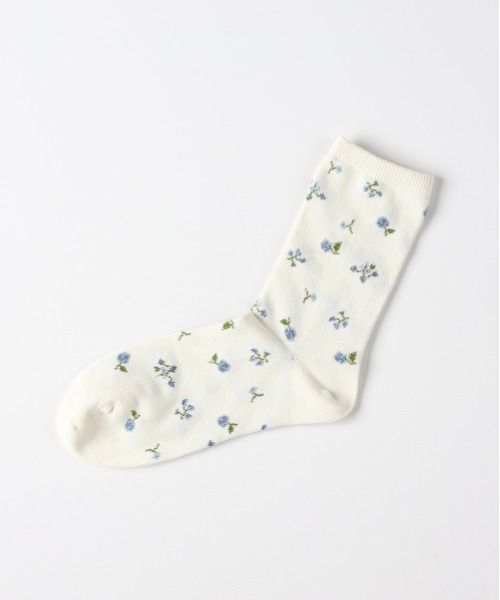 Right-on（ライトオン）の「BASIC SOCKS(ベーシックソックス)小花柄ソックス（ソックス/靴下・レディース・キナリ/ブラック/ネイビー・フリー）」の8枚目の写真