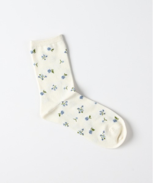 Right-on（ライトオン）の「BASIC SOCKS(ベーシックソックス)小花柄ソックス（ソックス/靴下・レディース・キナリ/ブラック/ネイビー・フリー）」の9枚目の写真