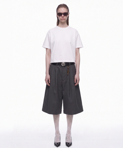 PRINOAR(プリノア)の「セミクロップ半袖Tシャツ - ホワイト(Tシャツ/カットソー・レディース・ホワイト・SMALL/MEDIUM/LARGE)」の4枚目の写真