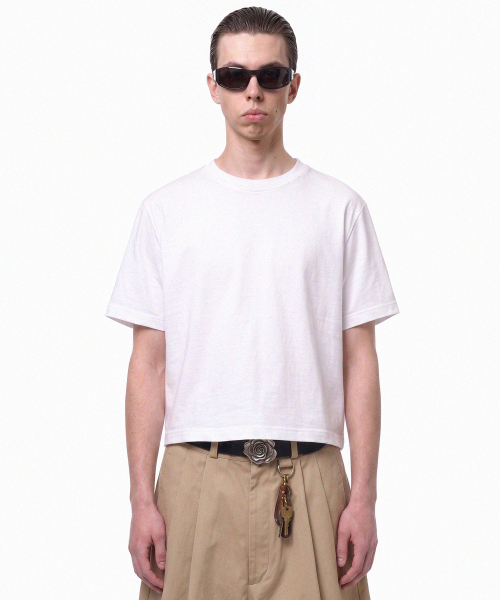 PRINOAR(プリノア)の「セミクロップ半袖Tシャツ - ホワイト(Tシャツ/カットソー・レディース・ホワイト・SMALL/MEDIUM/LARGE)」の6枚目の写真