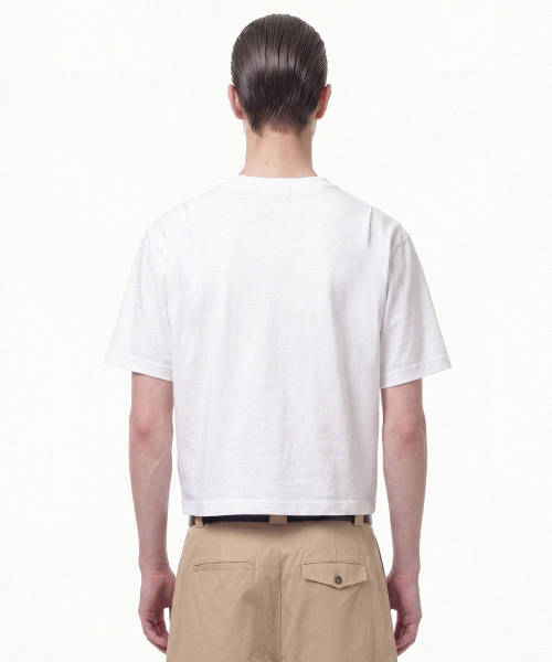PRINOAR(プリノア)の「セミクロップ半袖Tシャツ - ホワイト(Tシャツ/カットソー・レディース・ホワイト・SMALL/MEDIUM/LARGE)」の7枚目の写真
