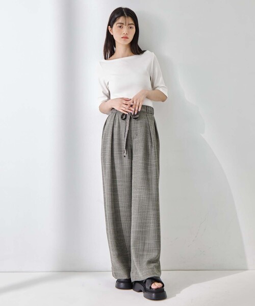 STUDIOUS(ステュディオス)の「【STUDIOUS/ステュディオス】Washable Mesh Relax Trousers/ウォッシャブルメッシュリラックストラウザー(スラックス・レディース・アイボリー/マルチ/ブラック・1/2)」の7枚目の写真