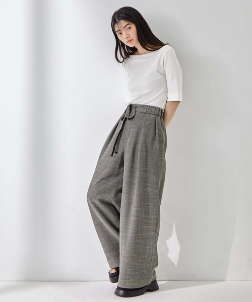 STUDIOUS(ステュディオス)の「【STUDIOUS/ステュディオス】Washable Mesh Relax Trousers/ウォッシャブルメッシュリラックストラウザー(スラックス・レディース・アイボリー/マルチ/ブラック・1/2)」の8枚目の写真