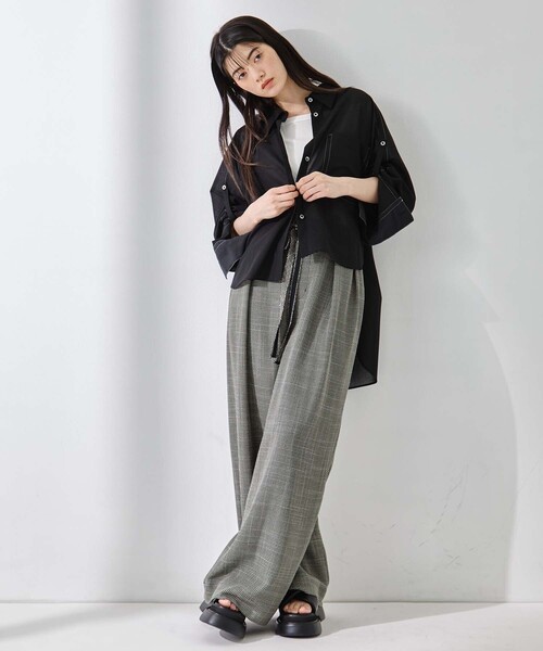 STUDIOUS(ステュディオス)の「【STUDIOUS/ステュディオス】Washable Mesh Relax Trousers/ウォッシャブルメッシュリラックストラウザー(スラックス・レディース・アイボリー/マルチ/ブラック・1/2)」の10枚目の写真