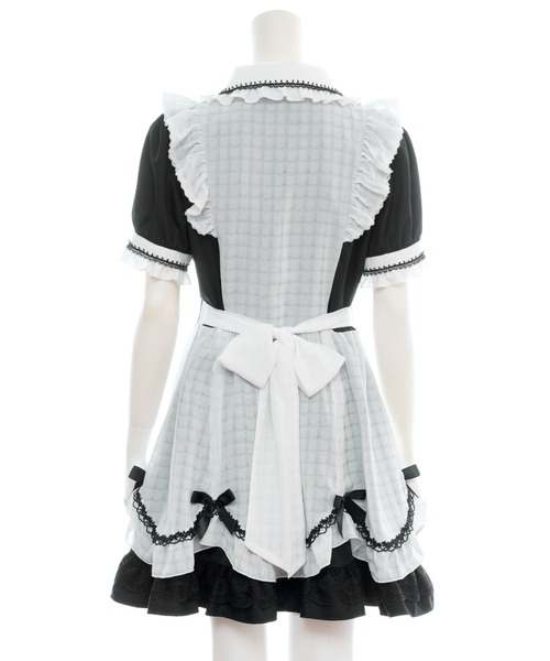 Secret Honey（シークレットハニー）の「半袖エプロン切替ワンピース（ワンピース・レディース・グレー/ホワイト×ブラック・MEDIUM）」の12枚目の写真