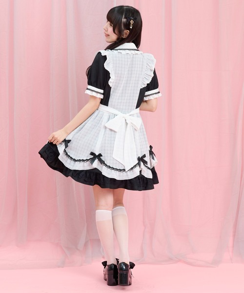Secret Honey（シークレットハニー）の「半袖エプロン切替ワンピース（ワンピース・レディース・グレー/ホワイト×ブラック・MEDIUM）」の8枚目の写真