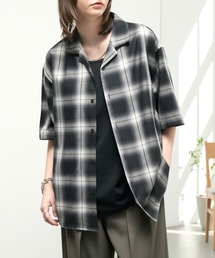 Alfred Alex | 【Alfred Alex】Ombre Check Open Collar Shirt / オンブレチェック オーバーサイズ オープンカラーシャツ(シャツ/ブラウス)