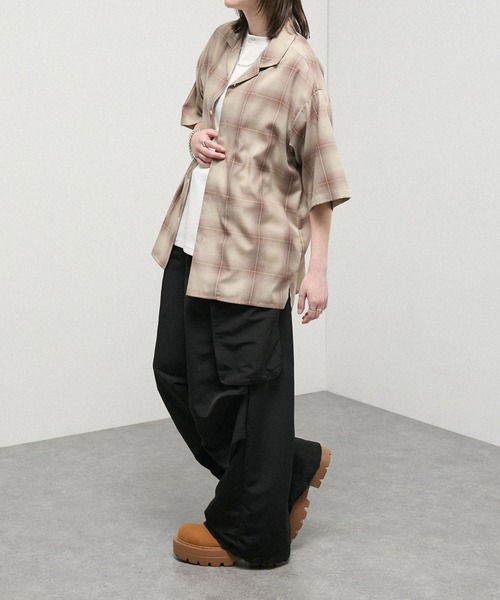Alfred Alex(アルフレッドアレックス)の「【Alfred Alex】Ombre Check Open Collar Shirt / オンブレチェック オーバーサイズ オープンカラーシャツ(シャツ/ブラウス・メンズ・アッシュブラウン/ブラック/グレイッシュブルー・M/L)」の5枚目の写真