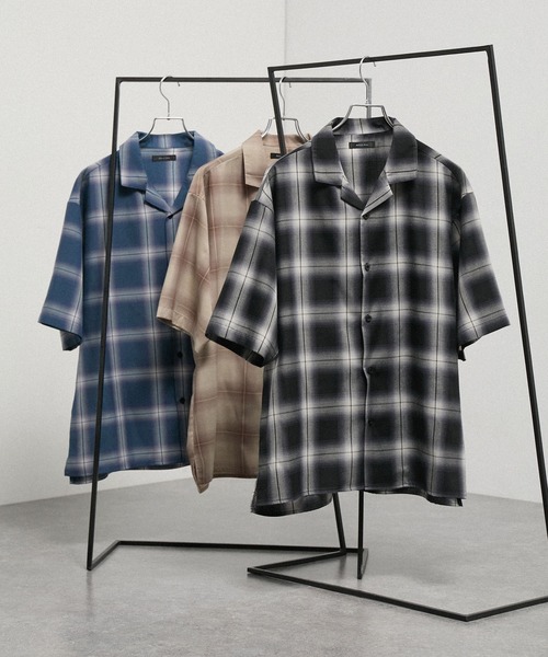 Alfred Alex(アルフレッドアレックス)の「【Alfred Alex】Ombre Check Open Collar Shirt / オンブレチェック オーバーサイズ オープンカラーシャツ(シャツ/ブラウス・メンズ・アッシュブラウン/ブラック/グレイッシュブルー・M/L)」の8枚目の写真