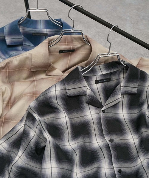 Alfred Alex(アルフレッドアレックス)の「【Alfred Alex】Ombre Check Open Collar Shirt / オンブレチェック オーバーサイズ オープンカラーシャツ(シャツ/ブラウス・メンズ・アッシュブラウン/ブラック/グレイッシュブルー・M/L)」の10枚目の写真