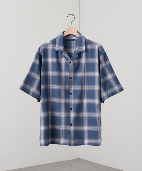 Alfred Alex(アルフレッドアレックス)の「【Alfred Alex】Ombre Check Open Collar Shirt / オンブレチェック オーバーサイズ オープンカラーシャツ(シャツ/ブラウス・メンズ・アッシュブラウン/ブラック/グレイッシュブルー・M/L)」の15枚目の写真