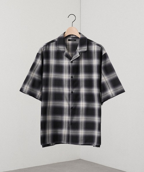 Alfred Alex(アルフレッドアレックス)の「【Alfred Alex】Ombre Check Open Collar Shirt / オンブレチェック オーバーサイズ オープンカラーシャツ(シャツ/ブラウス・メンズ・アッシュブラウン/ブラック/グレイッシュブルー・M/L)」の12枚目の写真