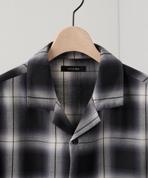 Alfred Alex(アルフレッドアレックス)の「【Alfred Alex】Ombre Check Open Collar Shirt / オンブレチェック オーバーサイズ オープンカラーシャツ(シャツ/ブラウス・メンズ・アッシュブラウン/ブラック/グレイッシュブルー・M/L)」の21枚目の写真