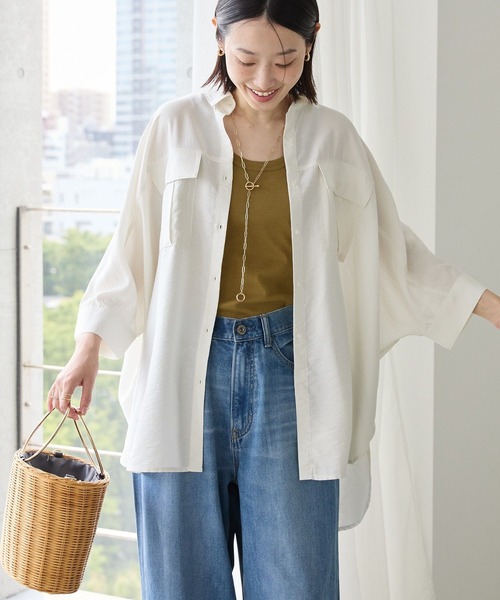AMERICAN HOLIC(アメリカンホリック)の「【WEB限定】接触冷感Wポケット5分袖シャツチュニック(シャツ/ブラウス・レディース・カーキ/チャコールグレー/アイボリー/ブラウン・FREE)」の21枚目の写真