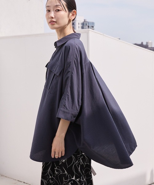 AMERICAN HOLIC(アメリカンホリック)の「【WEB限定】接触冷感Wポケット5分袖シャツチュニック(シャツ/ブラウス・レディース・カーキ/チャコールグレー/アイボリー/ブラウン・FREE)」の10枚目の写真