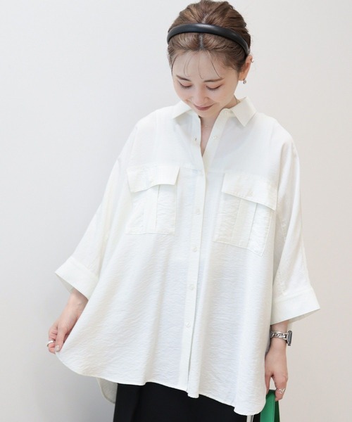 AMERICAN HOLIC(アメリカンホリック)の「【WEB限定】接触冷感Wポケット5分袖シャツチュニック(シャツ/ブラウス・レディース・カーキ/チャコールグレー/アイボリー/ブラウン・FREE)」の16枚目の写真