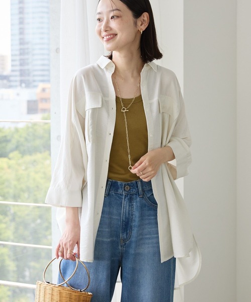 AMERICAN HOLIC(アメリカンホリック)の「【WEB限定】接触冷感Wポケット5分袖シャツチュニック(シャツ/ブラウス・レディース・カーキ/チャコールグレー/アイボリー/ブラウン・FREE)」の22枚目の写真