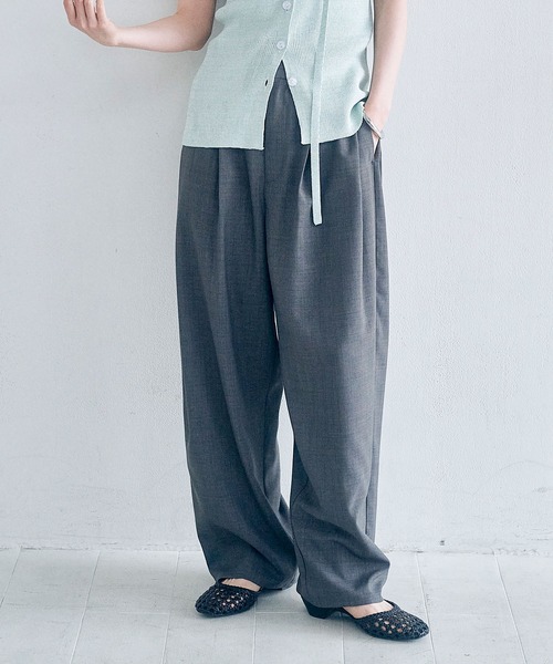 Obis&(オビスアンド)の「リネンタッチ カーブフォルムパンツ(その他パンツ・レディース・チャコール/ベージュ・L/M)」の6枚目の写真