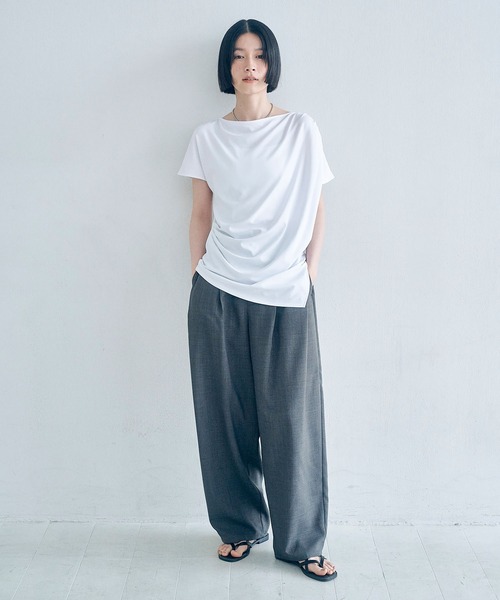 Obis&(オビスアンド)の「リネンタッチ カーブフォルムパンツ(その他パンツ・レディース・チャコール/ベージュ・L/M)」の7枚目の写真