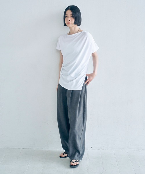 Obis&(オビスアンド)の「リネンタッチ カーブフォルムパンツ(その他パンツ・レディース・チャコール/ベージュ・L/M)」の8枚目の写真
