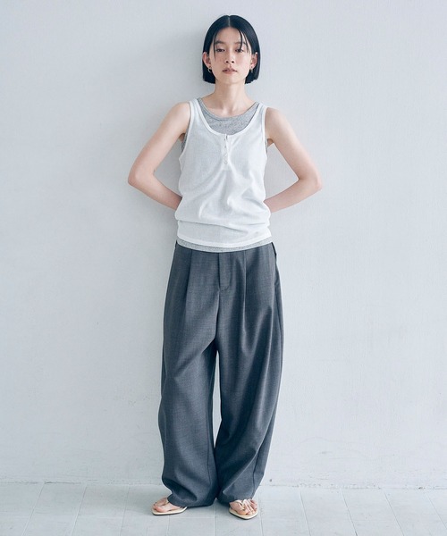 Obis&(オビスアンド)の「リネンタッチ カーブフォルムパンツ(その他パンツ・レディース・チャコール/ベージュ・L/M)」の14枚目の写真