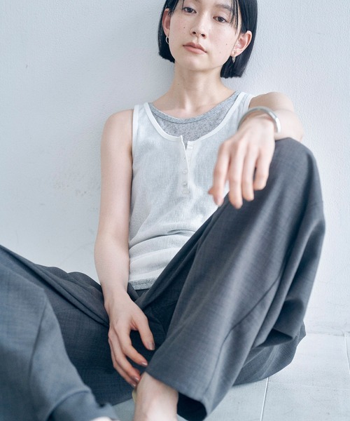 Obis&(オビスアンド)の「リネンタッチ カーブフォルムパンツ(その他パンツ・レディース・チャコール/ベージュ・L/M)」の16枚目の写真