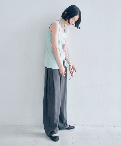 Obis&(オビスアンド)の「リネンタッチ カーブフォルムパンツ(その他パンツ・レディース・チャコール/ベージュ・L/M)」の18枚目の写真