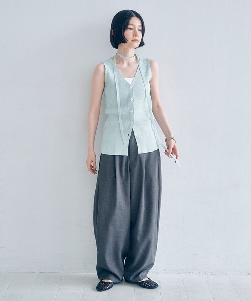Obis&(オビスアンド)の「リネンタッチ カーブフォルムパンツ(その他パンツ・レディース・チャコール/ベージュ・L/M)」の19枚目の写真
