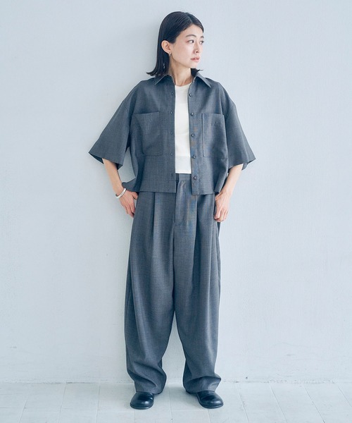 Obis&(オビスアンド)の「リネンタッチ カーブフォルムパンツ(その他パンツ・レディース・チャコール/ベージュ・L/M)」の20枚目の写真