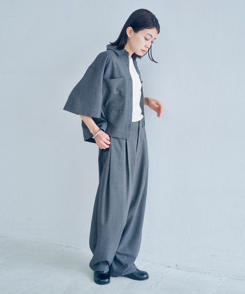 Obis&(オビスアンド)の「リネンタッチ カーブフォルムパンツ(その他パンツ・レディース・チャコール/ベージュ・L/M)」の21枚目の写真