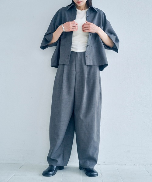 Obis&(オビスアンド)の「リネンタッチ カーブフォルムパンツ(その他パンツ・レディース・チャコール/ベージュ・L/M)」の22枚目の写真