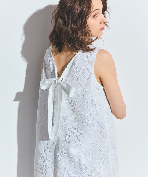 涼しい✨M’S GRACY メッシュ フラワーレース ワンピース 半袖 ホワイト メッシュフラワーレースワンピース（ワンピース）｜GRACE CLASS