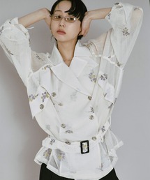 Ezick | Embroidery sheer midi trench coat/刺繍シアートレンチコート(トレンチコート)