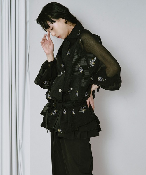 Ezick（エジック）の「Embroidery sheer midi trench coat/刺繍シアートレンチコート（トレンチコート・レディース・オフホワイト/ブラック・FREE）」の21枚目の写真