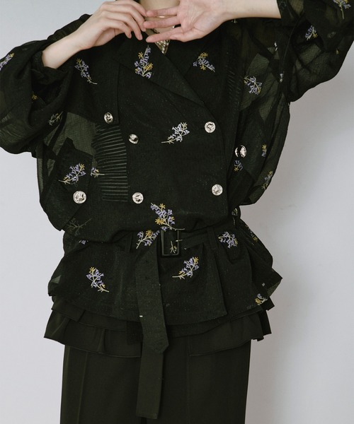 Ezick（エジック）の「Embroidery sheer midi trench coat/刺繍シアートレンチコート（トレンチコート・レディース・オフホワイト/ブラック・FREE）」の22枚目の写真