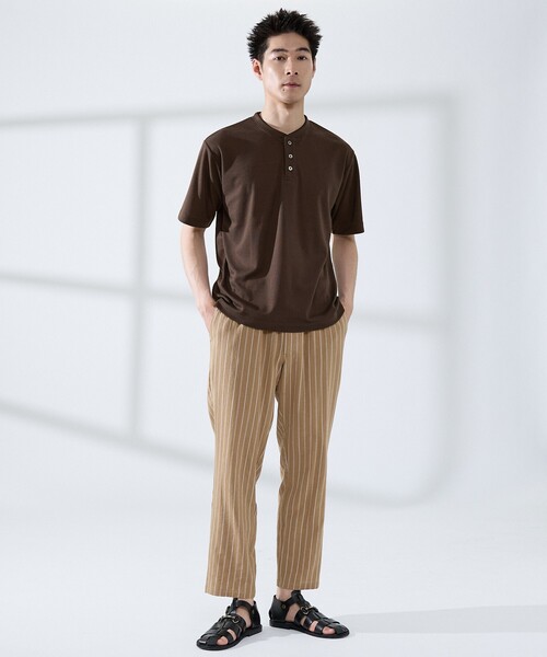 ABAHOUSE GRAY(アバハウスグレイ)の「【リネンブレンド】ストライプ イージーパンツ(その他パンツ・メンズ・オフホワイト/カーキ/ブラウン・46/48/50)」の4枚目の写真